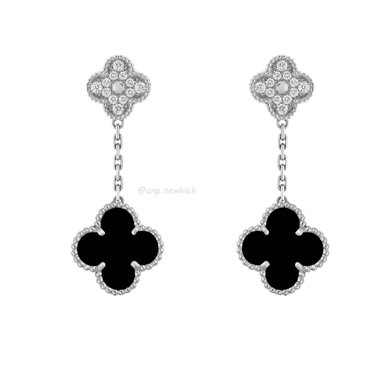 Van Cleef Arpels Magic Alhambra Earrings 2 Motifs 18k White Gold (1) - newkick.vip